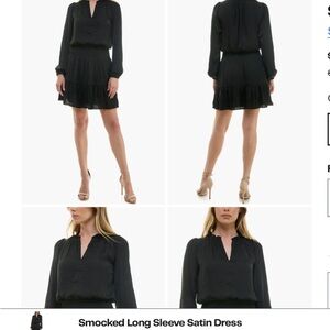 Socialite smocked long sleeve satin dress